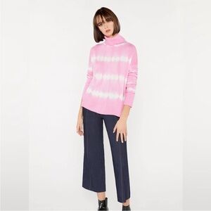 Cinq A Sept Wool Cashmere Turtleneck Sweater Pink White Jumper Sz XS